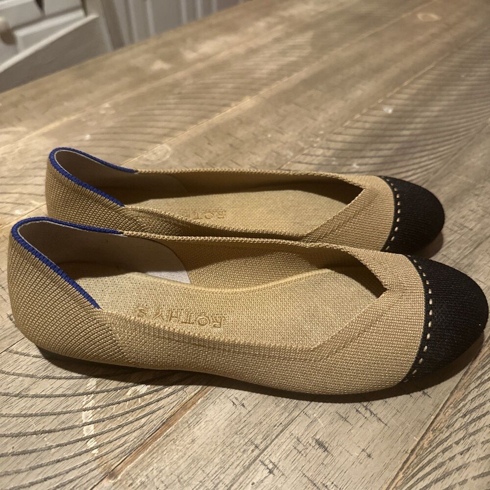 Rothy's The Flat Shoes Womens Size 7 beige Beige Knit Eco Friendly Ballet Flats